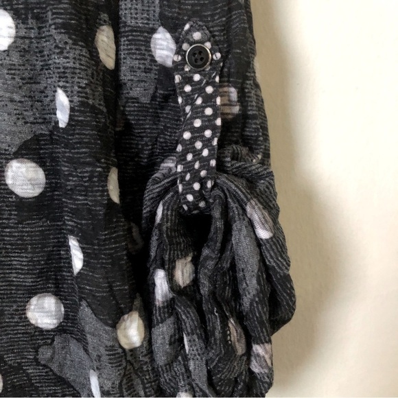 David Cline Polka Dot Button Up Shirt Snap Closures Adjustable Sleeves NWOT Sm - Picture 6 of 10